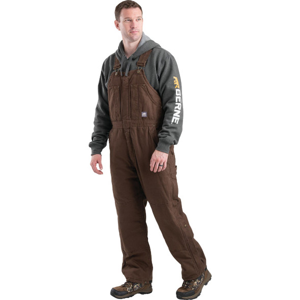 Berne Men's Large Bark Heartland Insulated Washed Duck Bib Overalls B377BBR440