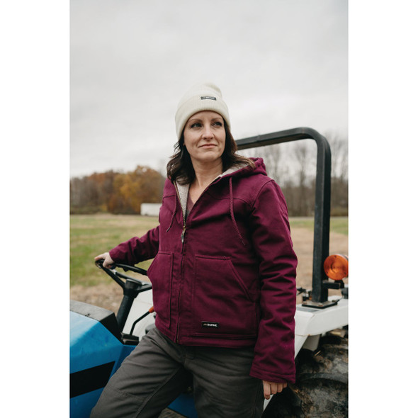 Berne Women's Large Plum Sherpa-Lined Softstone Duck Hooded Jacket Berne Women's Large Plum Sherpa-Lined Softstone Duck Hooded Jacket