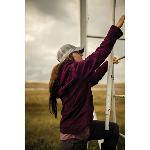 Berne Women's Medium  Plum Sherpa-Lined Softstone Duck Hooded Jacket