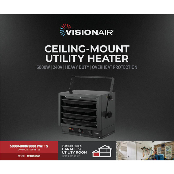 Vision Air 5000W-4000W-3000W 240V Wire Element Electric Ceiling Mount Heater 2VAHG5000 429817
