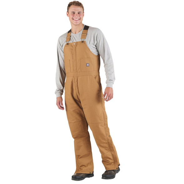 Berne Men's Large Brown Duck Heritage Insulated Bib Overalls B415BDR440