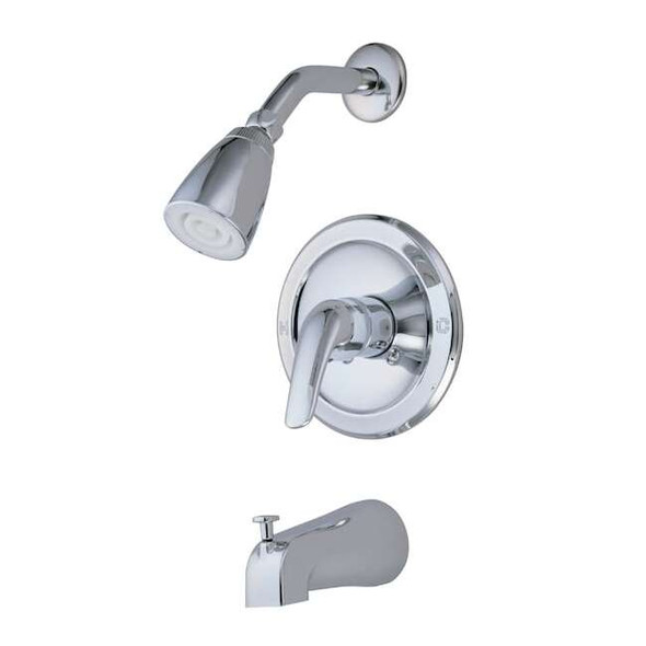 Kingston Brass Tub and Shower Faucet, Polished Chrome, Wall Mount KB531L