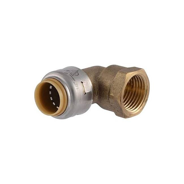 Sharkbite Elbow, Brass, Push-Fit1/2in, FNPT1/2in UR308