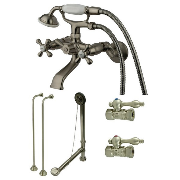 Clawfoot Tub Faucet Packages, Brushed Nickel, Tub Wall Mount