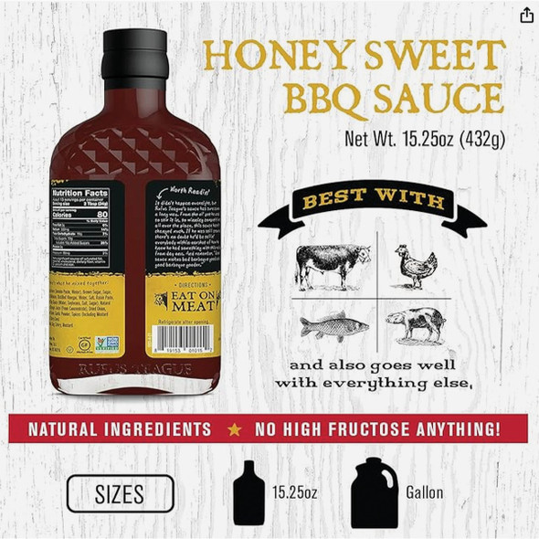 Rufus Teague Honey Sweet 15.25 Oz. BBQ Sauce
