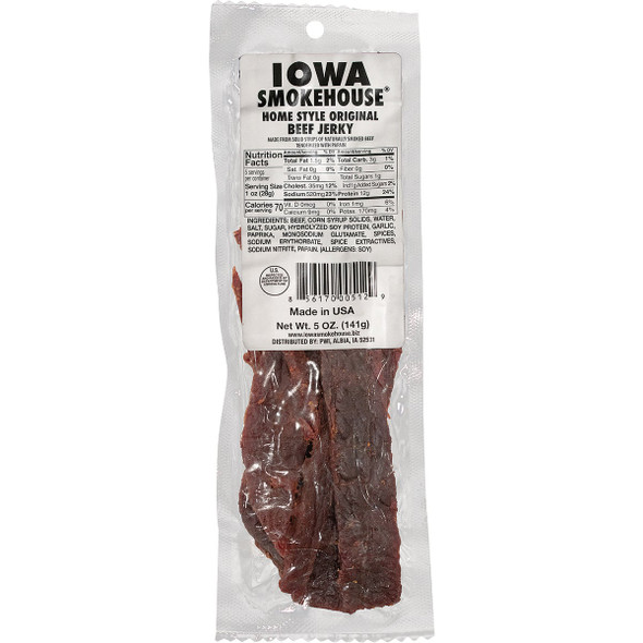 Iowa Smokehouse 5 Oz. Original Homestyle Beef Jerky is-5jn Pack of 12