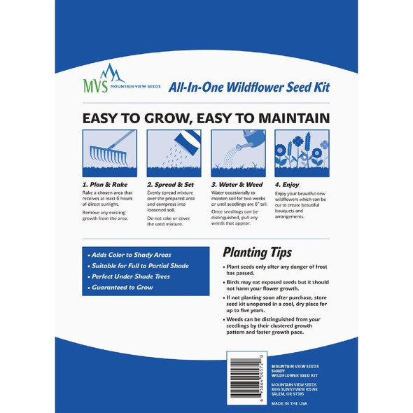 Mountain View Seeds 2 Lb. 700 Sq. Ft. Coverage Shady Wildflower Seed Mix