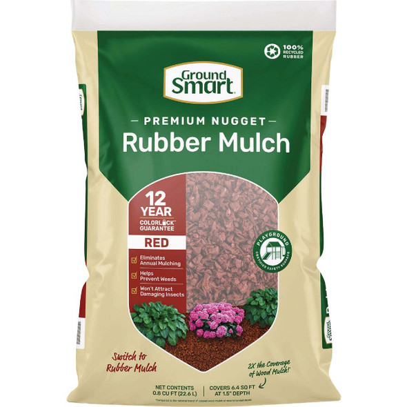 GroundSmart 0.8 Cu. Ft. Red Recycled Nugget Rubber Mulch GSNG08RD72