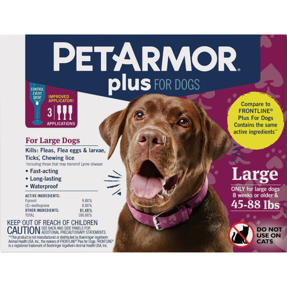 PetArmor Plus For Dogs 45 to 88 Lb. Flea & Tick Topical Treatment (3-Pack)