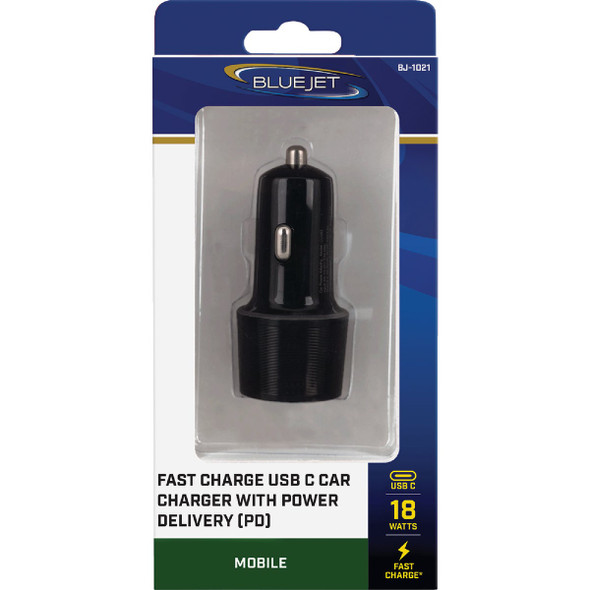 Blue Jet Fast Charge 12V USB-C Car Charger with Power Delivery (PD) BJ-1021 564666