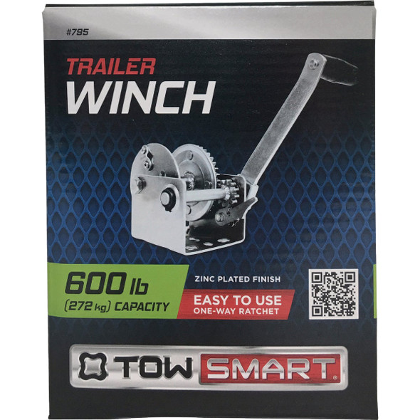 TowSmart Manual Trailer Hand Winch, 600 Lb. Capacity