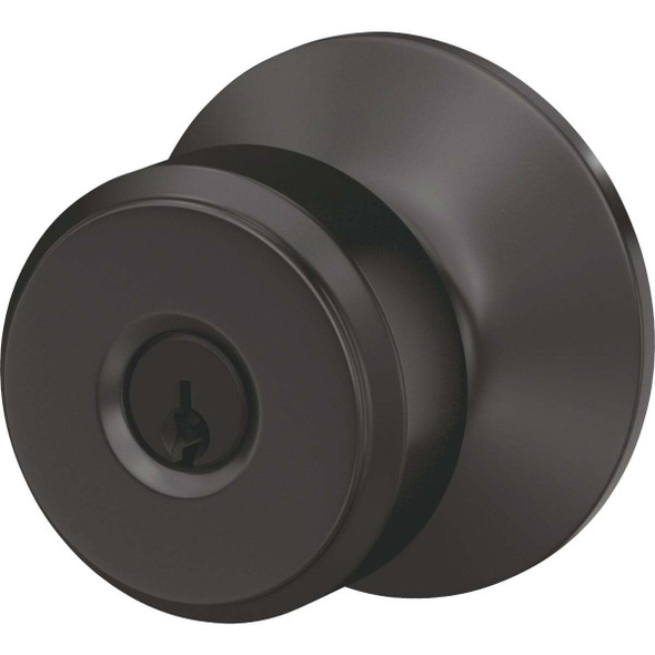 Schlage Bowery Matte Black Restoring Keyed Entry Door Knob F51AGBWE622