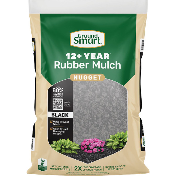 GroundSmart 0.8 Cu. Ft. Black Recycled Nugget Rubber Mulch GSNG08BK72