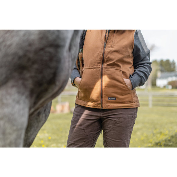 Berne Softstone Women's Large Brown Duck Sherpa-Lined Vest Berne Softstone Women's Large Brown Duck Sherpa-Lined Vest