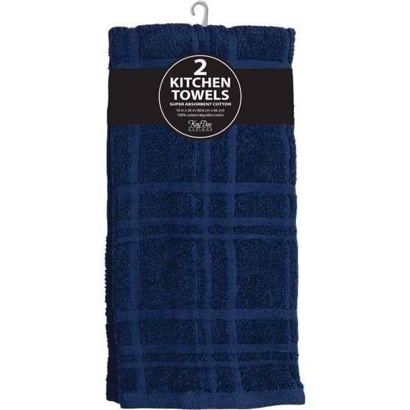 Kay Dee Designs Indigo Solid Terry Kitchen Towel (2-Pack) R6570 Pack of 3 609192
