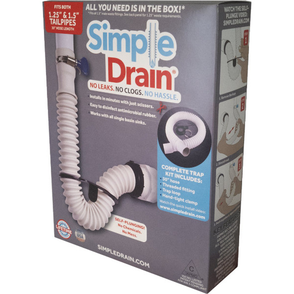 Simple Drain Self-Plunging Sink Drain Universal Trap Repair Kit 3EA-1V2-TC0
