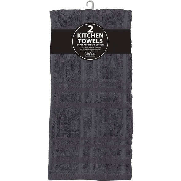 Kay Dee Designs Charcoal Solid Terry Kitchen Towel (2-Pack) R6440 Pack of 3 640088