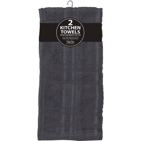 Kay Dee Designs Charcoal Solid Terry Kitchen Towel (2-Pack)
