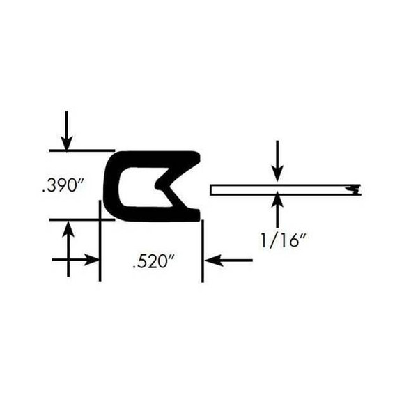 Edge Trim, PVC, 10 ft Length, 3/8 in Overall Width, Style: Edge Trim