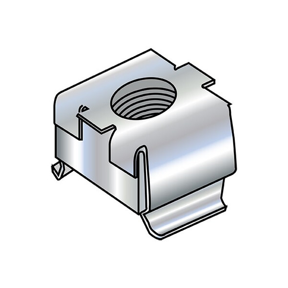 Cage Nut, 3/8"-16, Square Shape, Steel, Zinc Plated Finish, 1000 PK