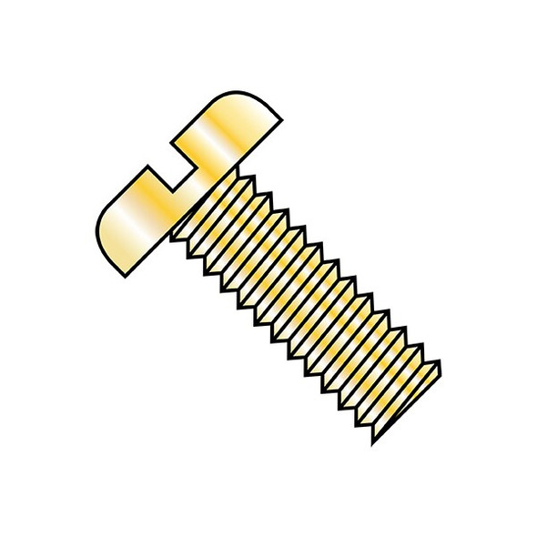 #10-32 x 1/4 in Slotted Pan Machine Screw, Zinc Yellow Steel, 9000 PK