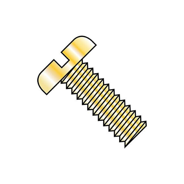 #10-32 x 1/2 in Slotted Pan Machine Screw, Zinc Yellow Steel, 7000 PK