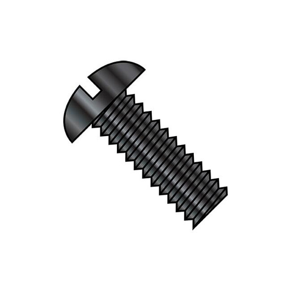 1/4"-20 x 1-1/2 in Slotted Round Machine Screw, Zinc Black Steel, 1250 PK