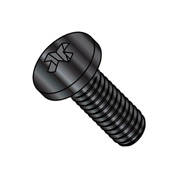 #8-32 x 3/4 in Phillips Pan Machine Screw, Zinc Black Steel, 8000 PK
