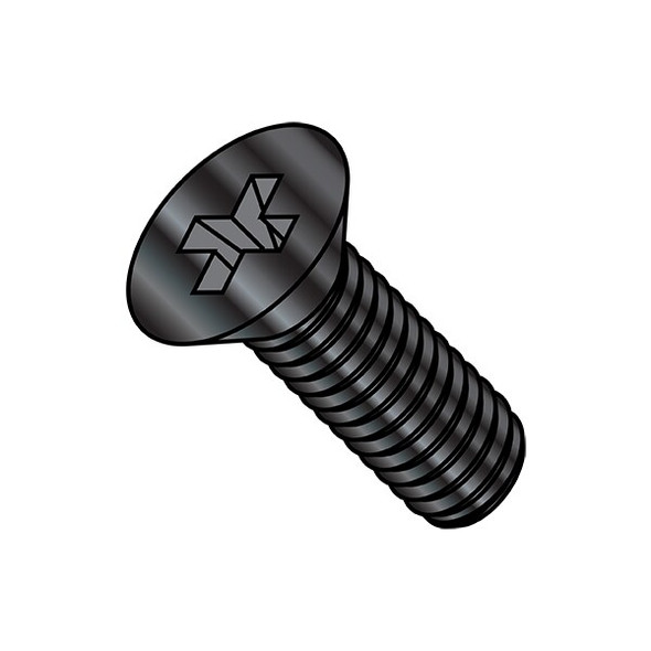 #8-32 x 5/8 in Phillips Flat Machine Screw, Black Oxide Stainless Steel, 5000 PK