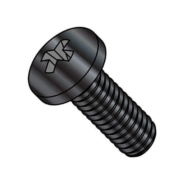 M3-0.50 x 5 mm Phillips Pan Machine Screw, Black Oxide Steel, 4000 PK