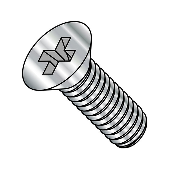 M6-1.00 x 45 mm Phillips Flat Machine Screw, Plain Stainless Steel, 250 PK