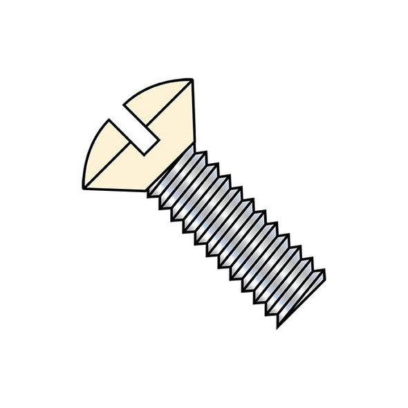 #6-32 x 1/2 in Slotted Oval Machine Screw, Zinc Plated Steel, 10000 PK