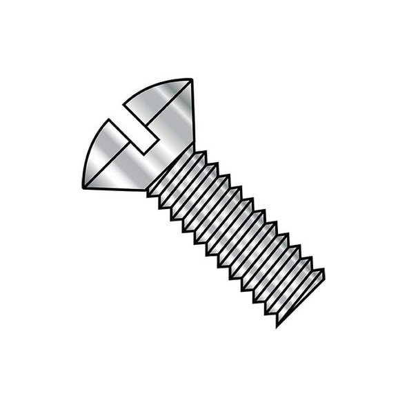 1/4"-20 x 2-1/2 in Slotted Oval Machine Screw, Plain Steel, 500 PK