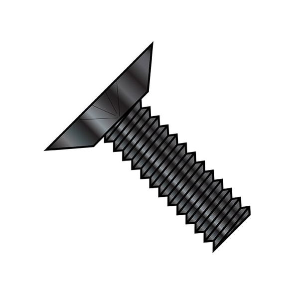 1/4"-20 x 3/4 in Phillips Flat Machine Screw, Black Oxide Steel, 4000 PK