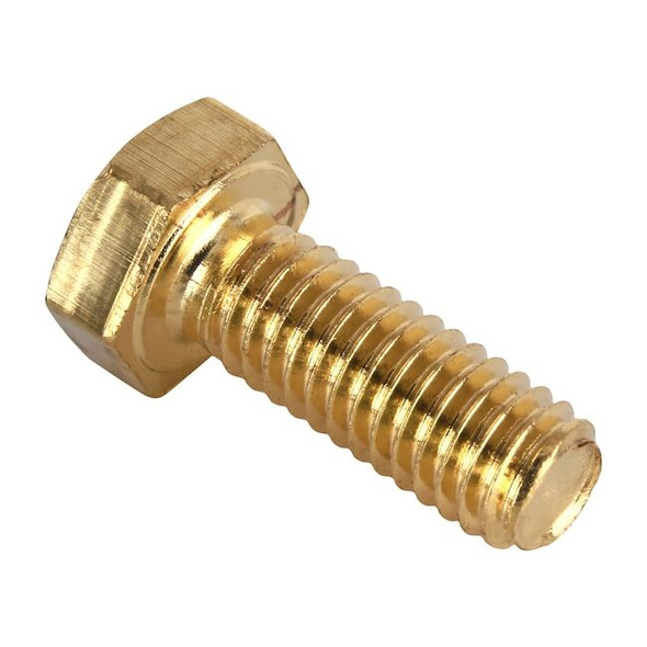 Not Graded, M6-1.00 Hex Head Cap Screw, Plain Brass, 16 mm L, 25 PK