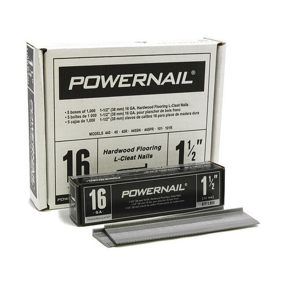 Powernail Collated Flooring Nail, 1-1/2 in L, 16, L-Head Head, 5000 PK L150165