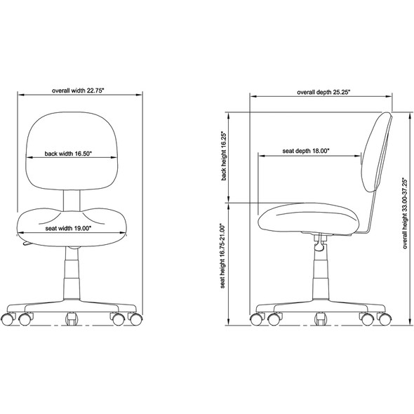 NuSparc Multi-Task Chair - Fabric Back Material - 5-star Base - Black - 1 Each