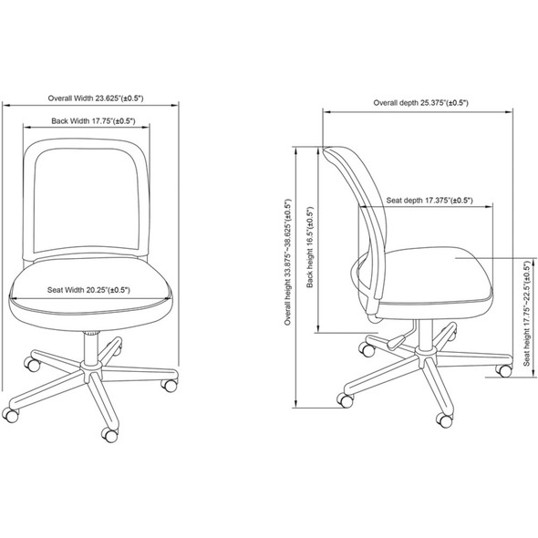NuSparc Armless Task Chair - Fabric Seat Material - Black - 1 Each CH302MNBK SPR-NPRCH302MNBK