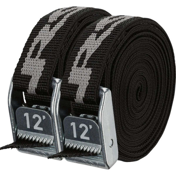NRS 1 In. x 12 Ft. Stealth Black Heavy Duty Tie-Down Strap (2-Pack) 60027.01.115