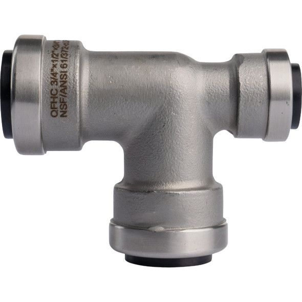 QuickFitting 3/4"x1/2"x3/4" Pf Tee SS825R