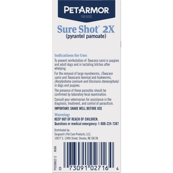 PetArmor Sure Shot 2X 2 Oz. Liquid Dog Dewormer