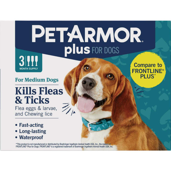 PetArmor Plus For Dogs 22 to 44 Lb. Flea & Tick Topical Treatment (3-Pack)