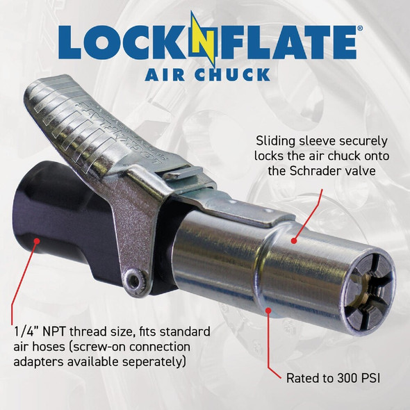 LockNFlate 1-4 NPT 150 psi Open Flow Air Chuck LNL65001 583052