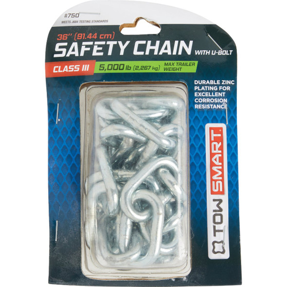TowSmart 36 In. Towing Safety Chain with U-Bolt & Quick Link, 5000 Lb. Capacity