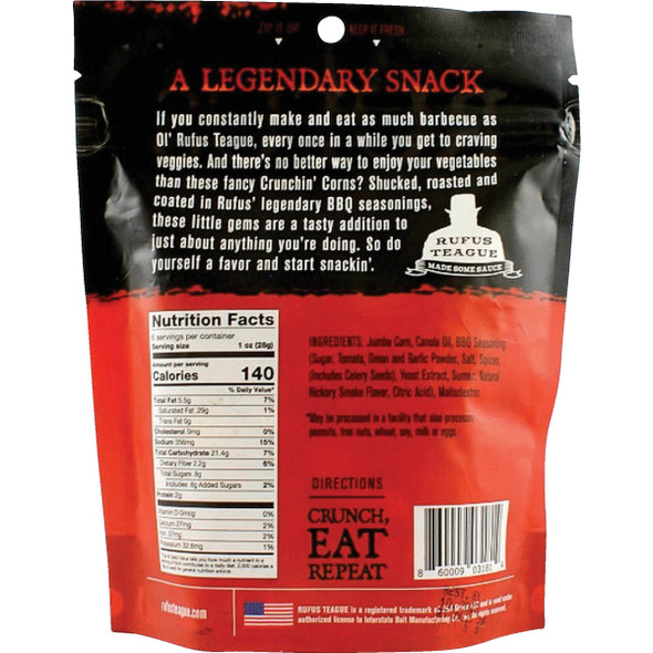 Rufus Teague Crunchin' Corn 6 Oz. BBQ Throwdown Corn Kernels RTCC01 Pack of 12 801356