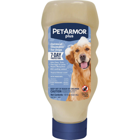 PetArmor Plus 18 Oz. Tropical Breeze Scent Flea & Tick Oatmeal Dog Shampoo