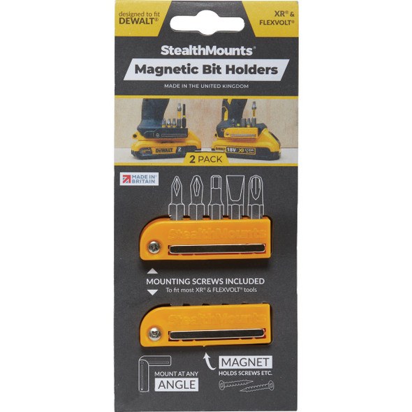 StealthMounts Magnetic Bit Holders for DEWALT 20V MAX (2-Pack) BH-DW-YLW-2 380112