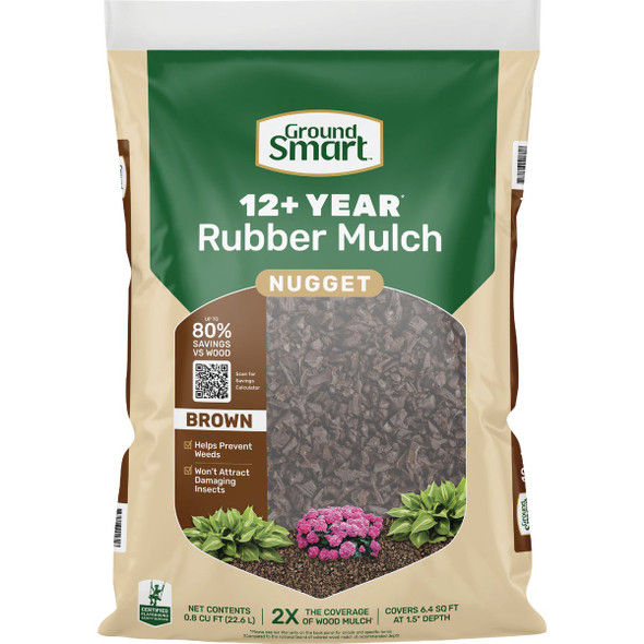 GroundSmart 0.8 Cu. Ft. Brown Recycled Nugget Rubber Mulch GSNG08BN72