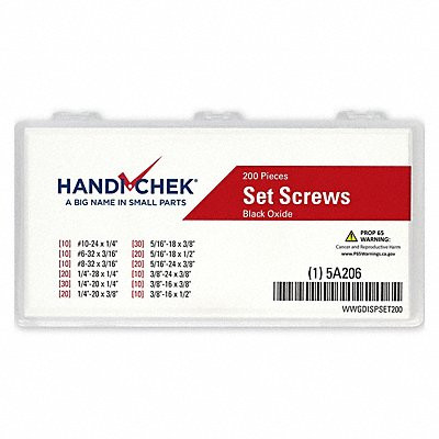 Handi-Chek Socket Set Screw Assortment,200pcs,12Szs WWG-DISP-SET200