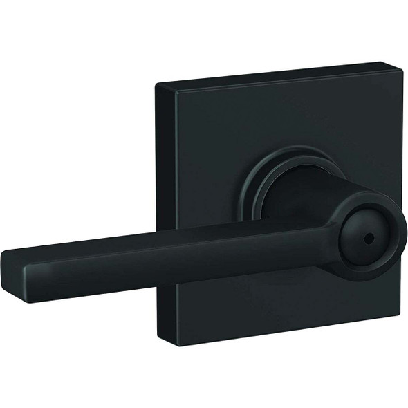 Schlage F Series Latitude Lever Matte Black Bed & Bath Lock with Collins Trim